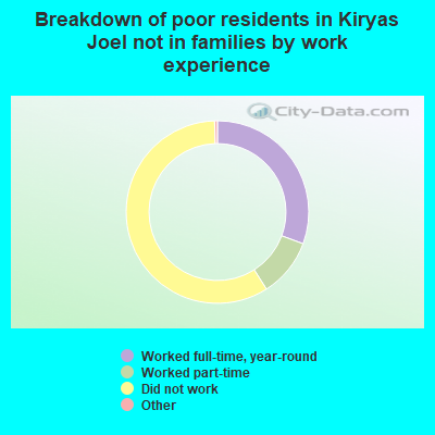 Breakdown of poor residents in Kiryas Joel not in families by work experience