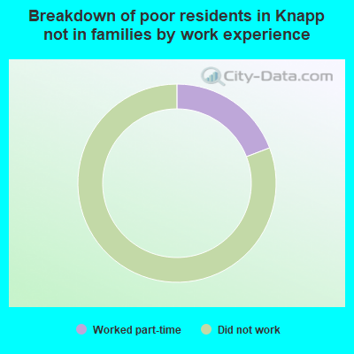 Breakdown of poor residents in Knapp not in families by work experience