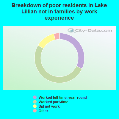Breakdown of poor residents in Lake Lillian not in families by work experience
