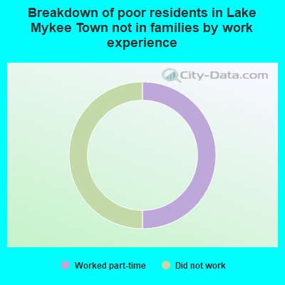 Breakdown of poor residents in Lake Mykee Town not in families by work experience