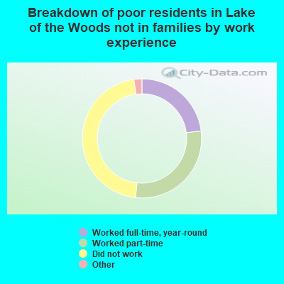 Breakdown of poor residents in Lake of the Woods not in families by work experience