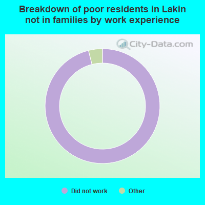 Breakdown of poor residents in Lakin not in families by work experience