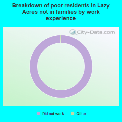 Breakdown of poor residents in Lazy Acres not in families by work experience