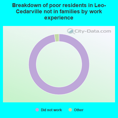 Breakdown of poor residents in Leo-Cedarville not in families by work experience