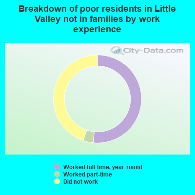 Breakdown of poor residents in Little Valley not in families by work experience