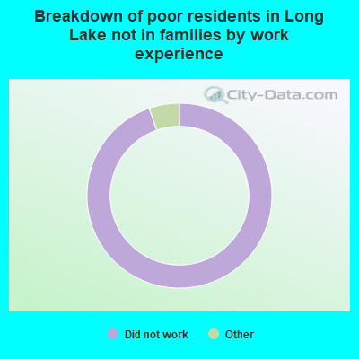 Breakdown of poor residents in Long Lake not in families by work experience