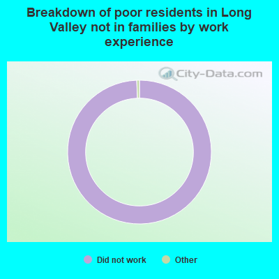 Breakdown of poor residents in Long Valley not in families by work experience