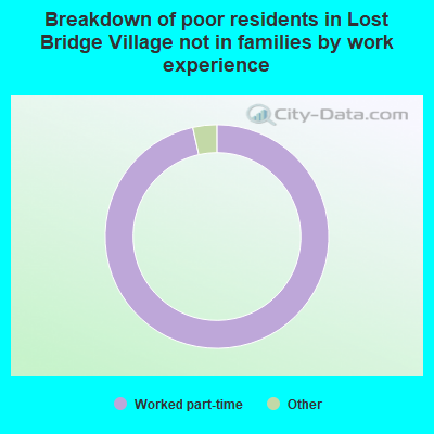 Breakdown of poor residents in Lost Bridge Village not in families by work experience