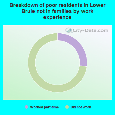 Breakdown of poor residents in Lower Brule not in families by work experience