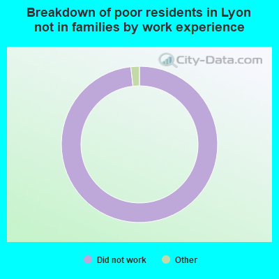 Breakdown of poor residents in Lyon not in families by work experience