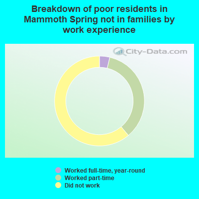 Breakdown of poor residents in Mammoth Spring not in families by work experience
