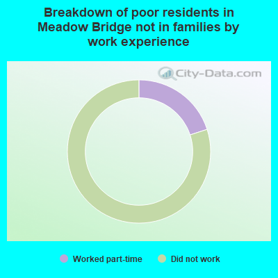 Breakdown of poor residents in Meadow Bridge not in families by work experience