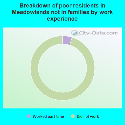 Breakdown of poor residents in Meadowlands not in families by work experience