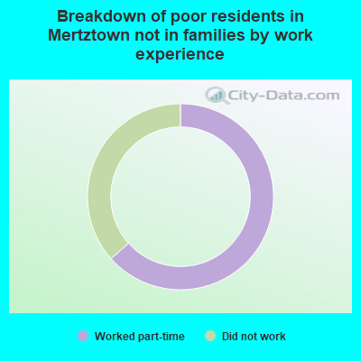 Breakdown of poor residents in Mertztown not in families by work experience