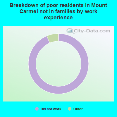 Breakdown of poor residents in Mount Carmel not in families by work experience