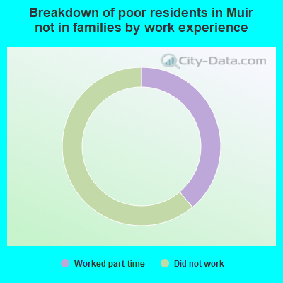 Breakdown of poor residents in Muir not in families by work experience