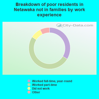 Breakdown of poor residents in Netawaka not in families by work experience