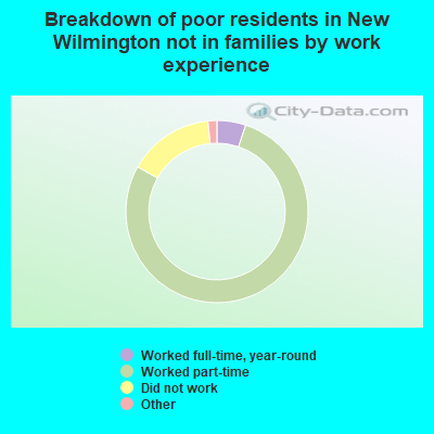 Breakdown of poor residents in New Wilmington not in families by work experience