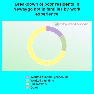 Breakdown of poor residents in Newaygo not in families by work experience