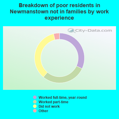 Breakdown of poor residents in Newmanstown not in families by work experience