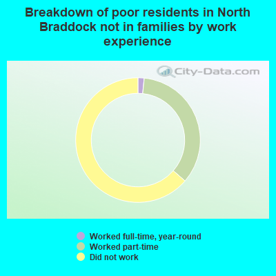 Breakdown of poor residents in North Braddock not in families by work experience