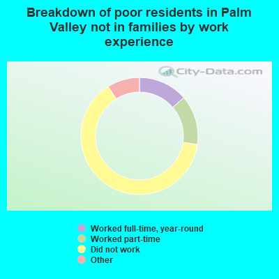 Breakdown of poor residents in Palm Valley not in families by work experience