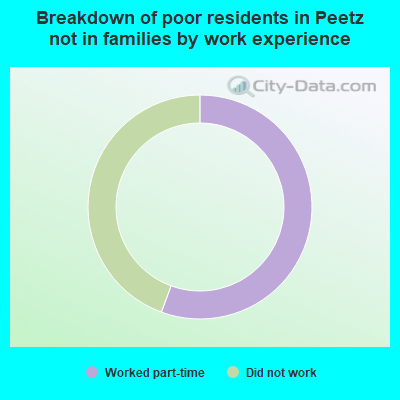 Breakdown of poor residents in Peetz not in families by work experience