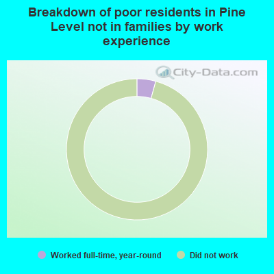 Breakdown of poor residents in Pine Level not in families by work experience