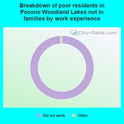 Breakdown of poor residents in Pocono Woodland Lakes not in families by work experience