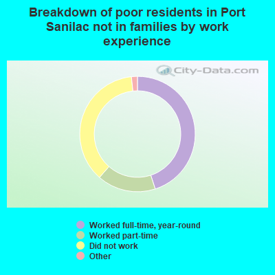 Breakdown of poor residents in Port Sanilac not in families by work experience
