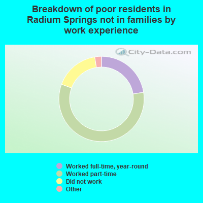 Breakdown of poor residents in Radium Springs not in families by work experience