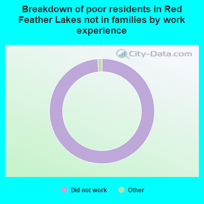 Breakdown of poor residents in Red Feather Lakes not in families by work experience