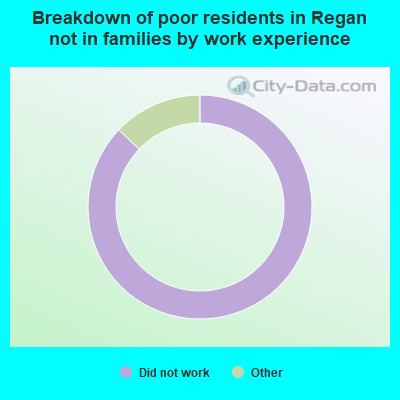 Breakdown of poor residents in Regan not in families by work experience