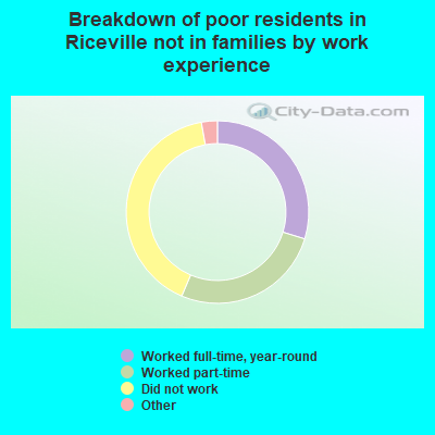 Breakdown of poor residents in Riceville not in families by work experience