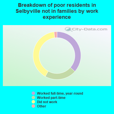 Breakdown of poor residents in Selbyville not in families by work experience