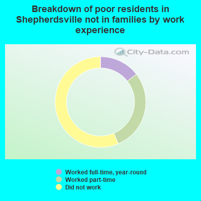 Breakdown of poor residents in Shepherdsville not in families by work experience
