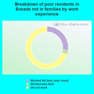 Breakdown of poor residents in Sneads not in families by work experience