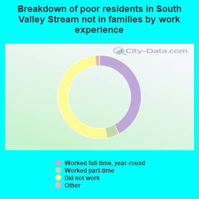 Breakdown of poor residents in South Valley Stream not in families by work experience