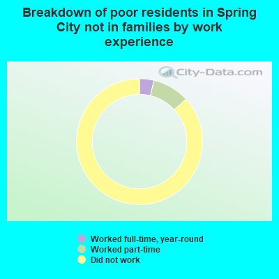 Breakdown of poor residents in Spring City not in families by work experience