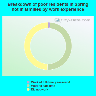 Breakdown of poor residents in Spring not in families by work experience