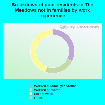 Breakdown of poor residents in The Meadows not in families by work experience