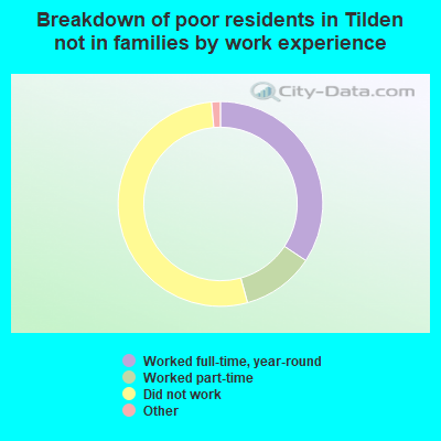 Breakdown of poor residents in Tilden not in families by work experience