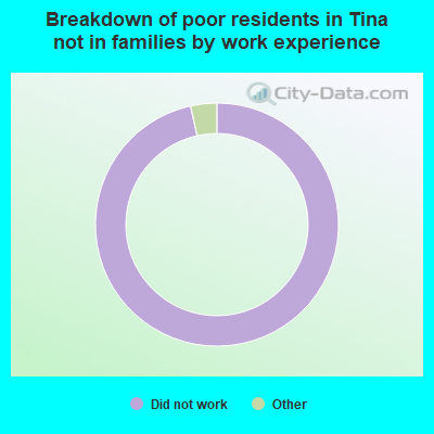 Breakdown of poor residents in Tina not in families by work experience