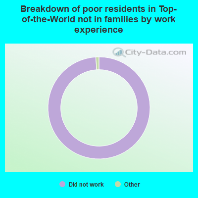 Breakdown of poor residents in Top-of-the-World not in families by work experience