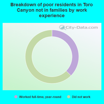 Breakdown of poor residents in Toro Canyon not in families by work experience