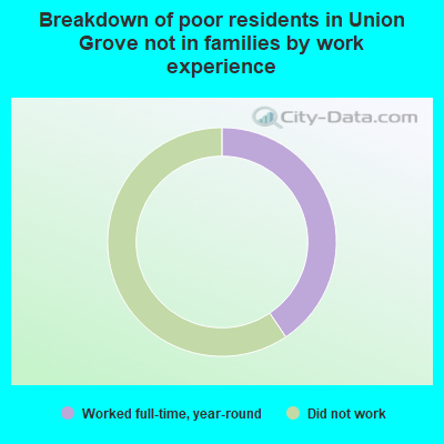 Breakdown of poor residents in Union Grove not in families by work experience