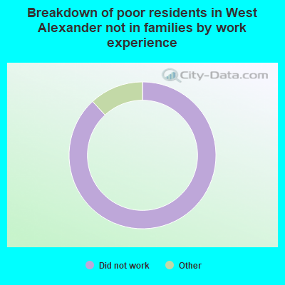 Breakdown of poor residents in West Alexander not in families by work experience