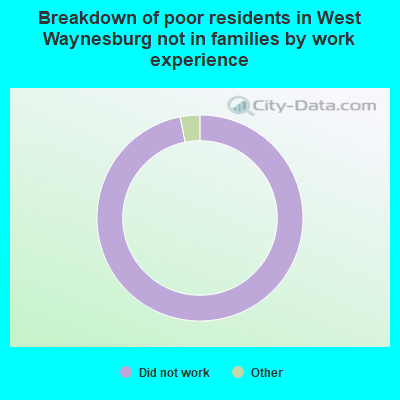 Breakdown of poor residents in West Waynesburg not in families by work experience