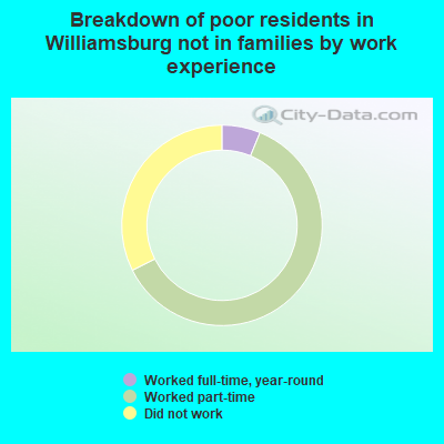 Breakdown of poor residents in Williamsburg not in families by work experience
