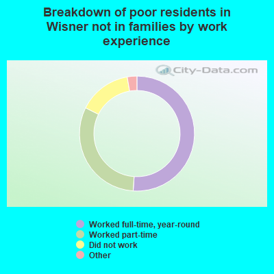 Breakdown of poor residents in Wisner not in families by work experience